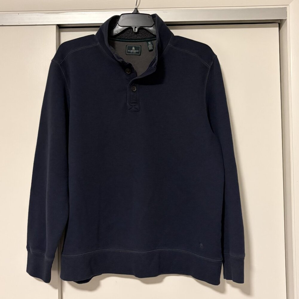 GH Bass & Co Mens Navy Henley Sweatshirt Size XXL in Good Condition